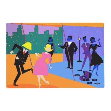 Retro Urban Rooftop Party Laminated Placemat
