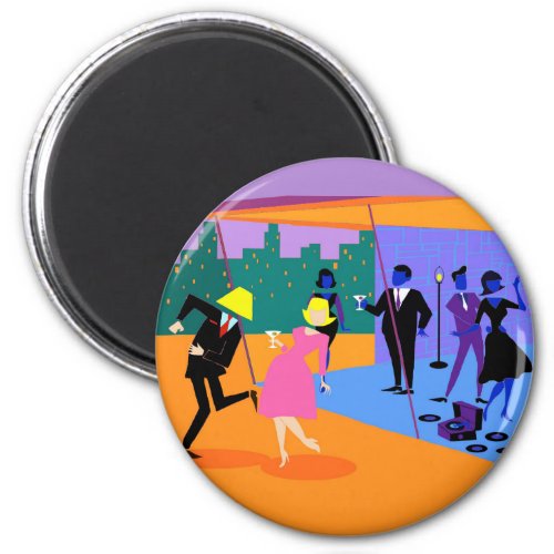 Retro Urban Rooftop Party Magnet
