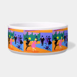 Retro Urban Rooftop Party Pet Bowl<br><div class="desc">This Retro Urban Rooftop Party Pet Bowl is intoxicating in its detail. The cartoon design features the type of wildly sophisticated cocktail party that is normally only seen in movies from the 1960s. There is a lot for the partygoers to take in. From the comfort of a penthouse apartment, guests...</div>