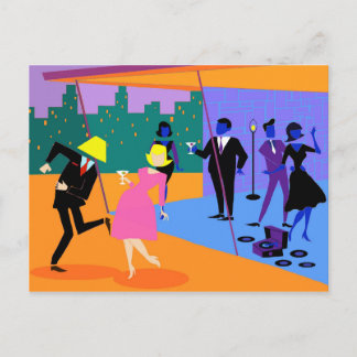 Retro Urban Rooftop Party Postcard
