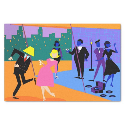 Retro Urban Rooftop Party Tissue Paper
