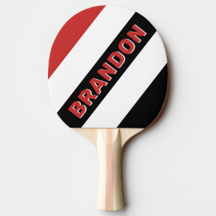 Retro Urban Zebra Bold Stripes with Name Ping Pong Paddle