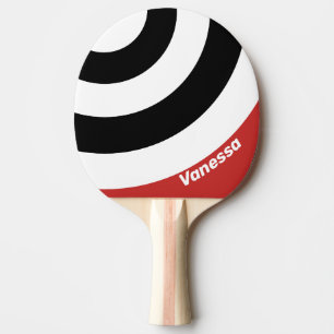 Retro Urban Zebra Circle Stripe with Name Ping Pong Paddle