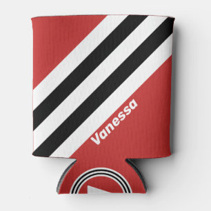 Retro Urban Zebra Stripes with Name Can Cooler