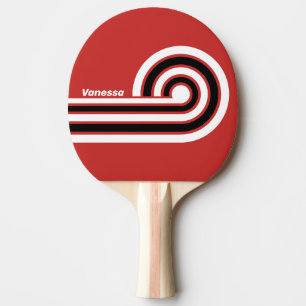 Retro Urban Zebra Stripes with Name Ping Pong Paddle