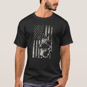 Retro Us Flag German Shepherd Dog Mom July 4th Pat T-Shirt