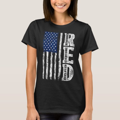 Retro US Flag Remember Everyone Veteran Deployed R T-Shirt
