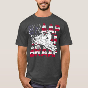 Retro US Flag Snowmobile Rider July 4th Patriot Sn T-Shirt