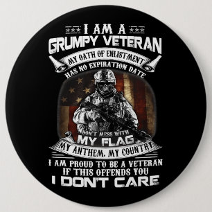 Retro US Flag Veteran Day Dont Mess With My Flag P Button