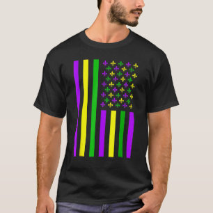 Retro US Mardi Gras Flag Mardi Gras American Men W T-Shirt