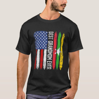 Retro US Myanmar Flag Best Grandmom Ever Funny Mot T-Shirt