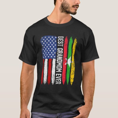 Retro Us Myanmar Flag Best Grandmom Ever  Mothers T_Shirt