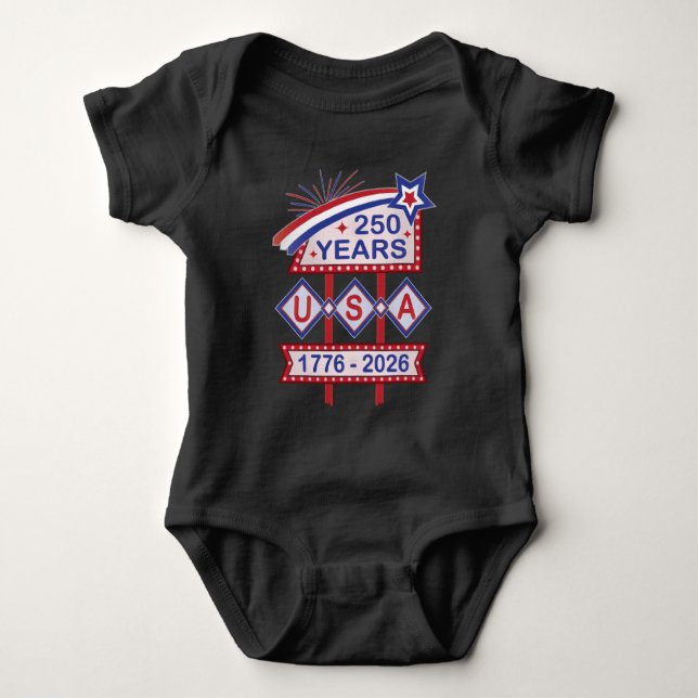 Retro USA 250th Anniversary Marquee Sign 1776-2026 Baby Bodysuit (Front)