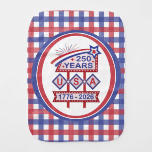 Retro USA 250th Anniversary Marquee Sign 1776-2026 Baby Burp Cloth