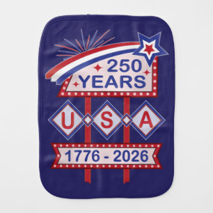 Retro USA 250th Anniversary Marquee Sign 1776-2026 Baby Burp Cloth