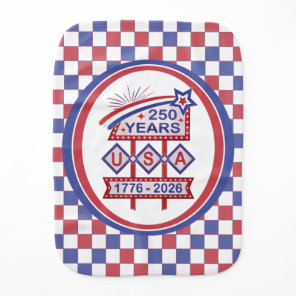 Retro USA 250th Anniversary Marquee Sign 1776-2026 Baby Burp Cloth