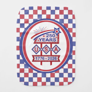 Retro USA 250th Anniversary Marquee Sign 1776-2026 Baby Burp Cloth