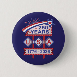 Retro USA 250th Anniversary Marquee Sign 1776-2026 Button