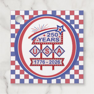 Retro USA 250th Anniversary Marquee Sign 1776-2026 Favor Tags
