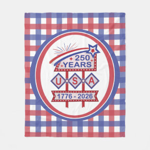 Retro USA 250th Anniversary Marquee Sign 1776-2026 Fleece Blanket