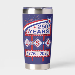 Retro USA 250th Anniversary Marquee Sign 1776-2026 Insulated Tumbler