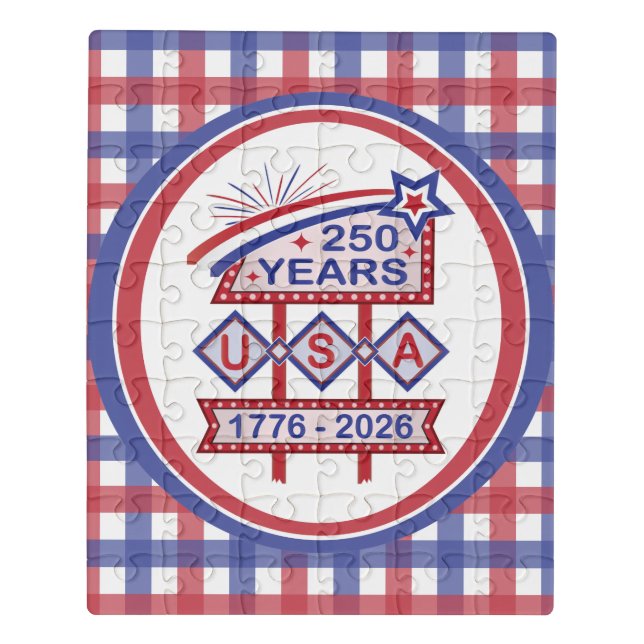 Retro USA 250th Anniversary Marquee Sign 1776-2026 Jigsaw Puzzle (Puzzle Vertical)