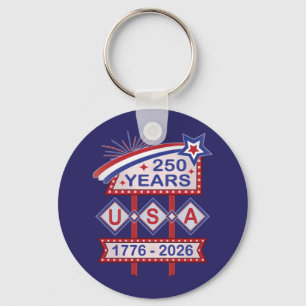 Retro USA 250th Anniversary Marquee Sign 1776-2026 Keychain