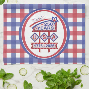 Retro USA 250th Anniversary Marquee Sign 1776-2026 Kitchen Towel