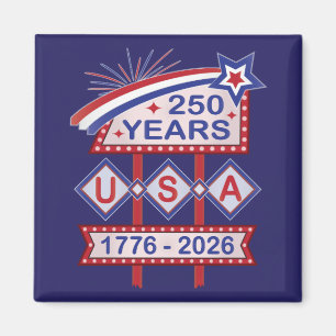 Retro USA 250th Anniversary Marquee Sign 1776-2026 Magnet