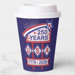 Retro USA 250th Anniversary Marquee Sign 1776-2026 Paper Cups