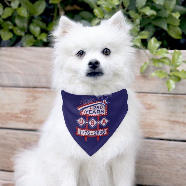 Retro USA 250th Anniversary Marquee Sign 1776-2026 Pet Bandana Collar (Dog)