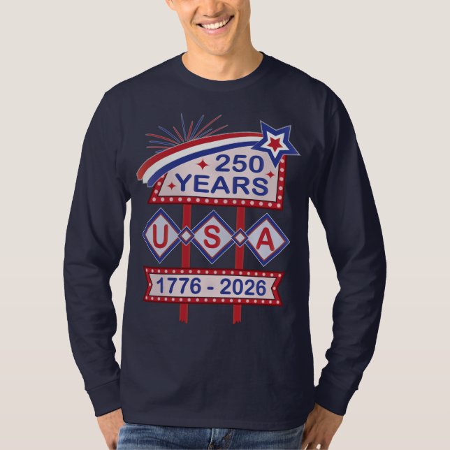 Retro USA 250th Anniversary Marquee Sign 1776-2026 T-Shirt (Front)