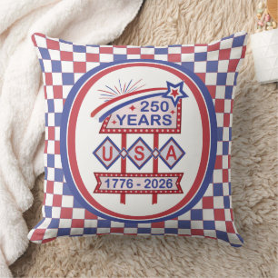 Retro USA 250th Anniversary Marquee Sign 1776-2026 Throw Pillow