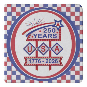 Retro USA 250th Anniversary Marquee Sign 1776-2026 Trivet