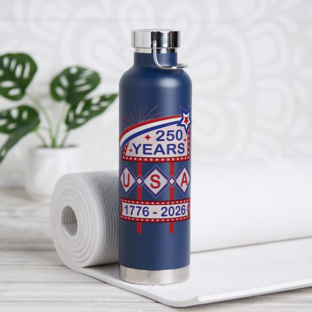 Retro USA 250th Anniversary Marquee Sign 1776-2026 Water Bottle (Yoga (Rotated))
