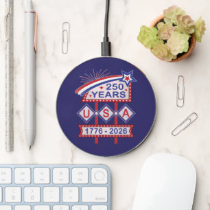 Retro USA 250th Anniversary Marquee Sign 1776-2026 Wireless Charger