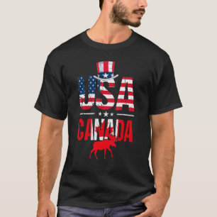 Retro USA Canada USA Flag Patriotic Canadian Ameri T-Shirt