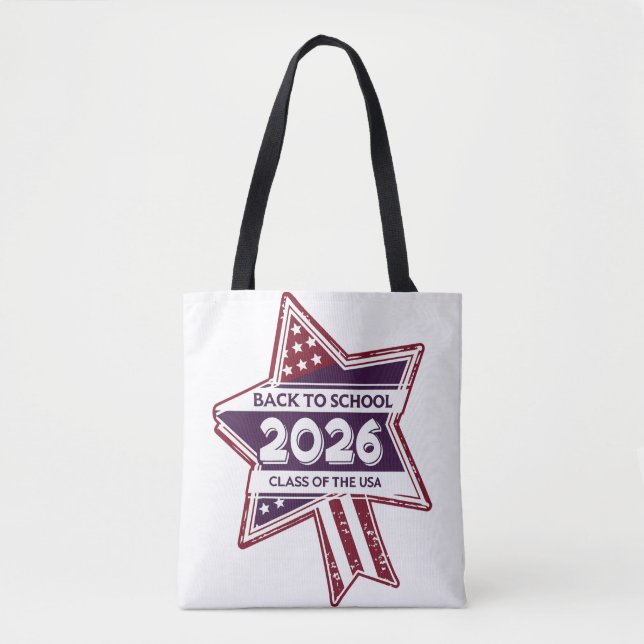 Retro USA Class of 2026 Back to School Tote Bag (Front)