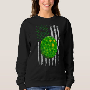 Retro Usa Flag Bowling Shamrock Sports St Patrick  Sweatshirt