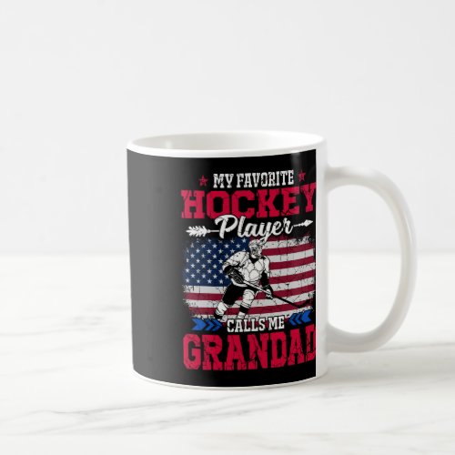 Retro Usa Flag Hockey Player Calls Me Grandad 4th  Coffee Mug