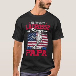 Retro Usa Flag Lacrosse Player Calls Me Papa 4th J T-Shirt