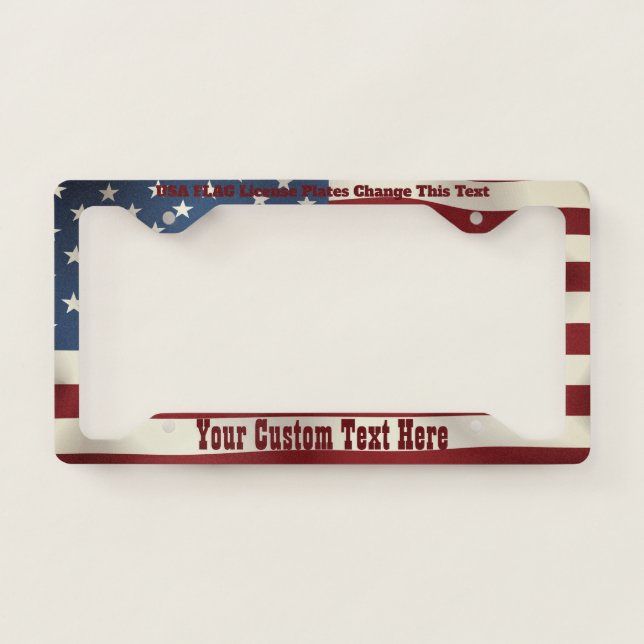 Retro Usa Flag Patriotic License Plate Frame (Front)