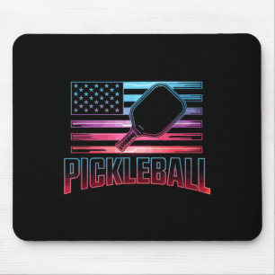Retro usa flag patriotic pickleball paddle player mouse pad