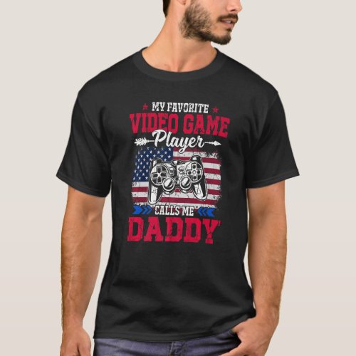 Retro Usa Flag Video Game Player Calls Me Daddy 4t T_Shirt