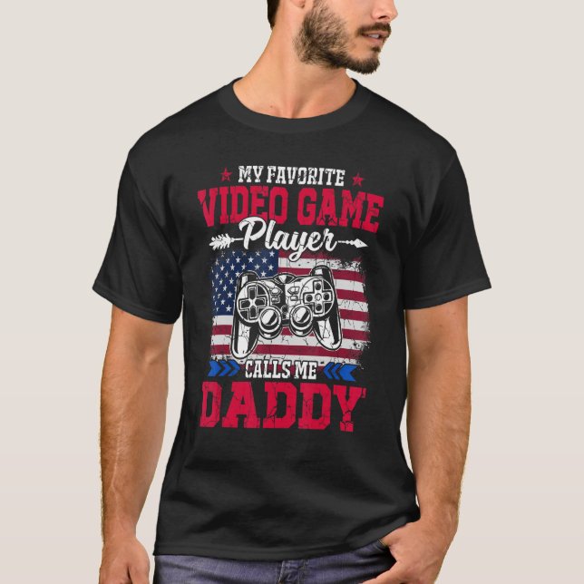 Retro Usa Flag Video Game Player Calls Me Daddy 4t T-Shirt (Front)