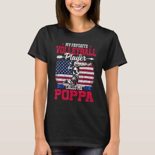 Retro Usa Flag Volleyball Player Calls Me Poppa 4t T_Shirt