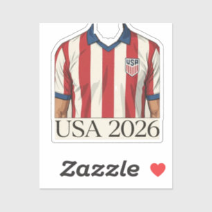 Retro USA Soccer Jersey Style Patriotic Red White Sticker