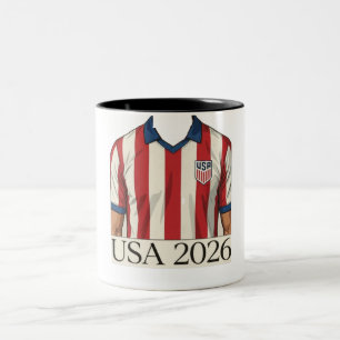 Retro USA Soccer Jersey Style Patriotic Red White Two-Tone Coffee Mug