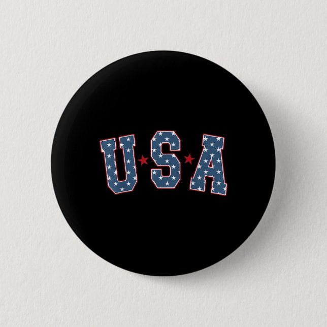 Retro USA Star 4th Of July Patritotic Independence Button (Front)