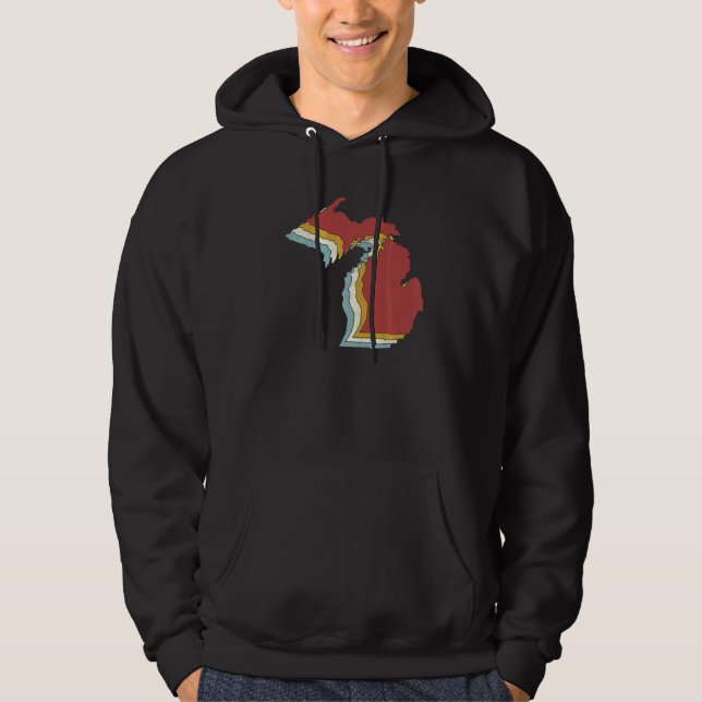 Retro USA State  Vintage Map Michigan Hoodie (Front)